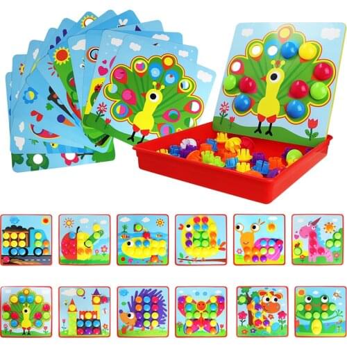 Color Matching Mosaic Pegboard Jigsaw Puzzle Game Early Learning Educational Toys for Kids Boys & Girls Christmas Gift