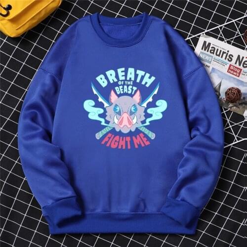 Fashion Anime Demon Slayer Hoodied Men 2021 Autumn Winter Sweatshirts Hashibira Inosuke Long Sleeve Manga Harajuku Male Clothes