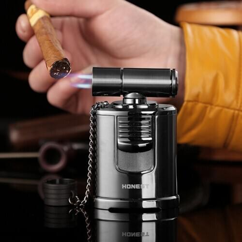 HONEST Favorit straight cigar metal four straight rechargeable lighter inflatable boutique desktop smoking set full of firepower