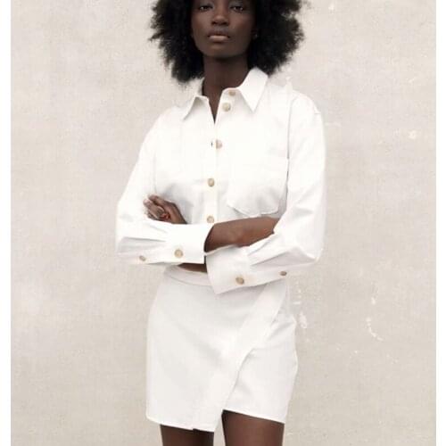 New Arrival Summer Women Dress ZA White Pullover Loose Dress Ladies Turn Down Collar Dress Elegant Girls Fashion Causal Outfits