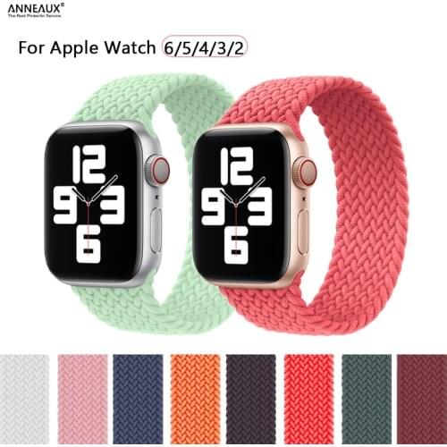 2021 Braided solo loop Nylon Fabric For Apple Watch 44mm 42mm 40mm 38mm Elastic Solid Color Bracelet iWatch Series 6 SE 5 4 3