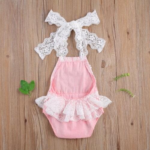 Lovely Lace Rompers For Toddler Baby Girls Clothes Sleeveless Floral Jumpsuits Kids Birthday Infant Cute Summer Outfits Clothes