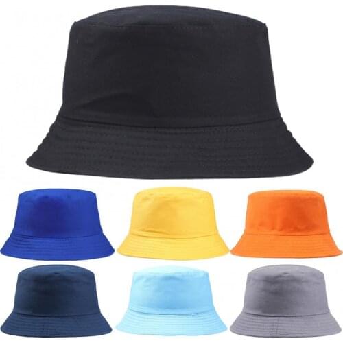 Unisex Cotton Fisherman Hat Solid Color Beach Outdoor Sunshade Hip Hop Basin Caps