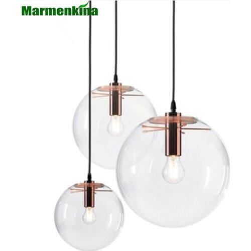 Modern single-head dining room bedroom living room indoor pendant light clear bubble glass ball pendant lamp AC110V 220V 230V