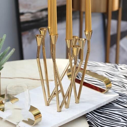 Modern Nine Head Candle Holder Wedding Banquet Desktop Decoration Home Living Room Hotel Abstract Crafts Metal Ornament