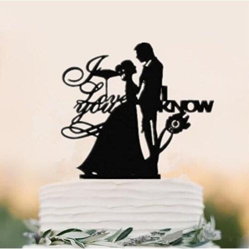 Wedding Cake Topper -I Love You -I Know - Bride and Groom Silhouette for Wedding Decoration Cake Decorating