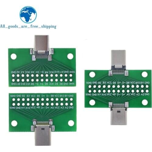 Type-C Male to Female USB 3.1 Test PCB Board Adapter Type C 24P 2.54mm Connector Socket For Data Line Wire Cable Transfer