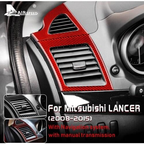 AIRSPEED Carbon Fiber for Mitsubishi Lancer 2008-2015 Accessories Car Dashboard Side Air Conditioner Outlet Grid Frame Sticker