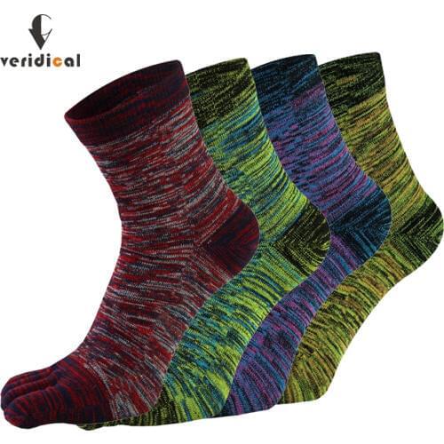 VERIDICAL 5 Pairs Toe Socks For Man Cotton Colorful Five Finger Socks Meia Masculina Funny Socks Sokken Vintage Mans Socks