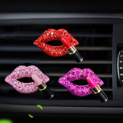 Car Perfume Clip Creative Diamond Red Lips Car Air Conditioning Air Outlet Aromatherapy Clip Car Accessories gift Solid Balm