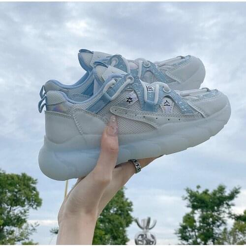 2021 Summer Fashion Platform Sneakers Women Breathable Blue White Flats Shoes For Women Casual Mesh Footwear Ladies Comfortable