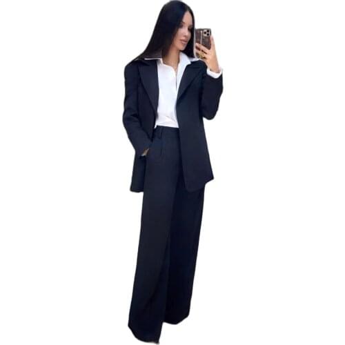 Navy Oversized Womens Trouser Suit Two Pieces Prom Dress Party Wear Custom Made Lady Blazer