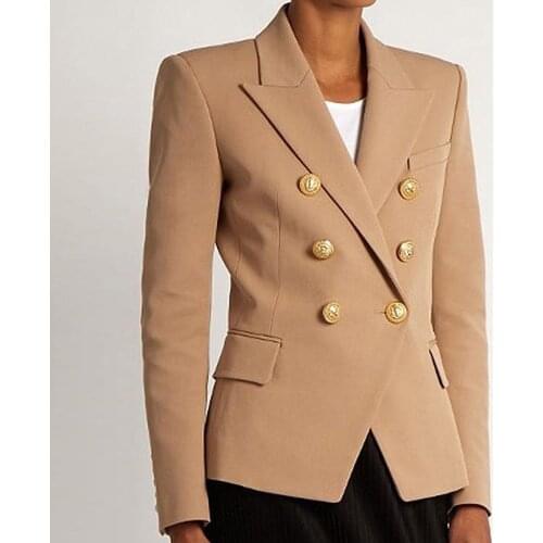 Women Blazers and Jackets Chic Double Breasted Long Sleeve Luxury Designer Famous Brand Blazer Lady Work Clothing Plus Size XXXL