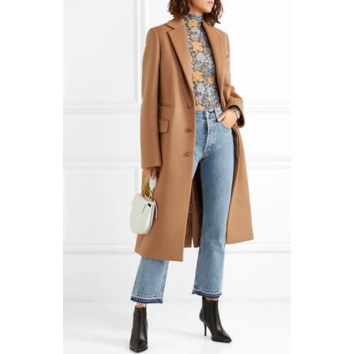 Winter Woolen Coat 2019 New Simple Design Single Breasted Long Suit Outerwear Temperament Office Lady Wool Overcoat Women Coats