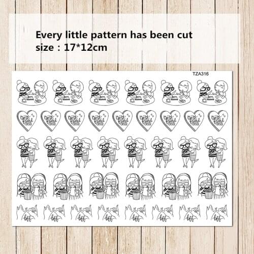 1pc Kawaii girl her friend character Decorative Stationery Sticker DIY Scrapbooking album Stickers School office supplies