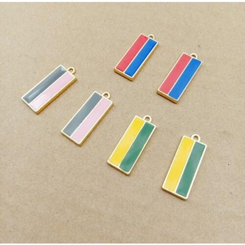 10pcs 9x24mm enamel rectangle charm for jewelry making earring pendant fashion charm bracelet charm metal pendant