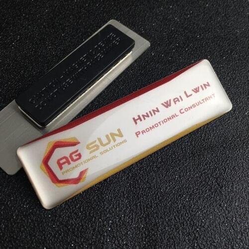 2pcs custom personalized name tag 70*20mm metal plate employee identification name badge holder with UV and epoxy cover