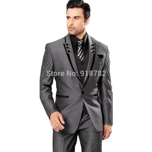 2018 Custom Made Dark Grey Groom Tuxedos Best Man Suit Wedding Groomsman/Men Suit For Wedding Bridegroom Jacket+Pants+Tie+Vest