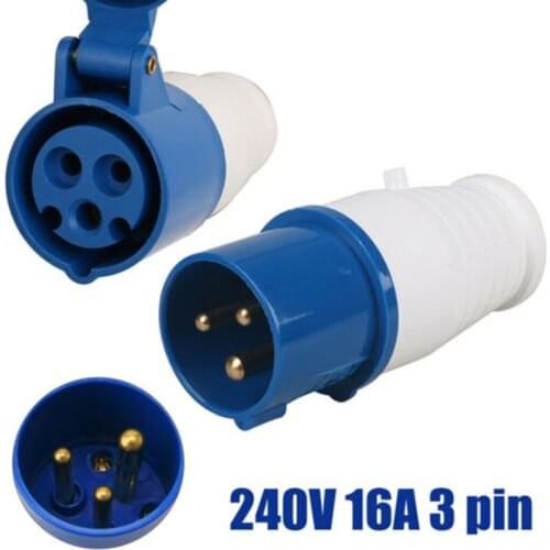 240V 16A 3Pin 2P+E IP44 Waterproof Male Female Electrical Connector Power Connecting Industrial Plug Socket IP44 2P + EARTH