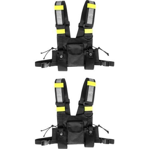 2xUniversal Radio Chest Bag Harness Bag Holster Vest Rig, Hands Free