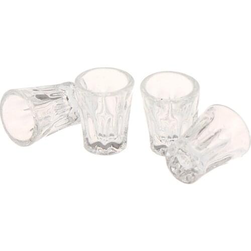4 pcs Mini Resin Transparent Cup Simulation Furniture Model Toys for Doll House Miniature Accessoriesm Decro