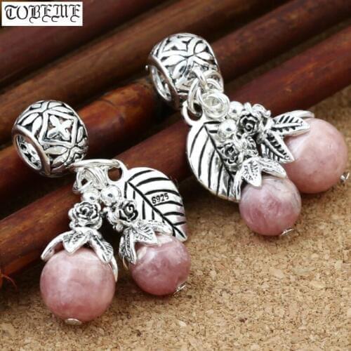 925 Silver Rose Charm Bohemia Flower Bracelet Charm Beaded Jewelry Charms DIY Jewelry Findings