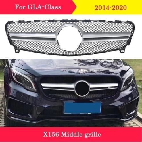 Car styling Middle grille modified AMG style for Mercedes-Benz GLA X156 2014-2020 ABS plastic front grille modified to GLA45