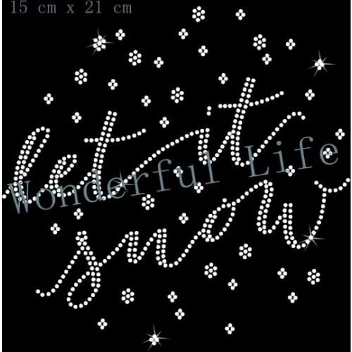 Free shipping Let It Snow Hotfix Rhiestone Transfer