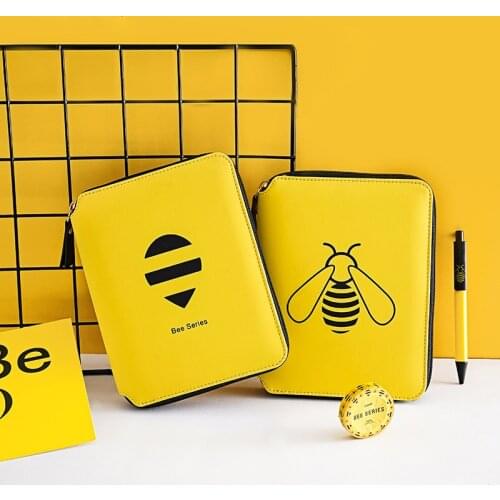B6 Notebook Spiral Journal with Pen Diary Bee Agenda Planner Oragnizer Line Notepad Zipper Note Book Traveler Daily Handbook Set