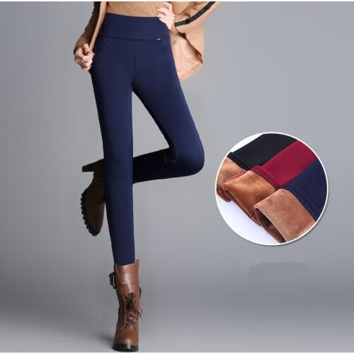 Warm Pants Womens Thick Winter Pants Women Plus Size Warm Fleece Winter Women Pants Female Velvet Ladies Office Pant Autumn