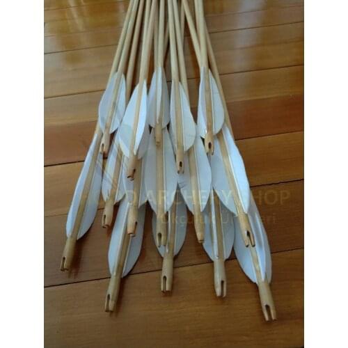 Pine Wooden Medieval Traditional Ottoman Hunting Archery Arrow For Recurve Longbow Bow Shoot with White Turkey Feather