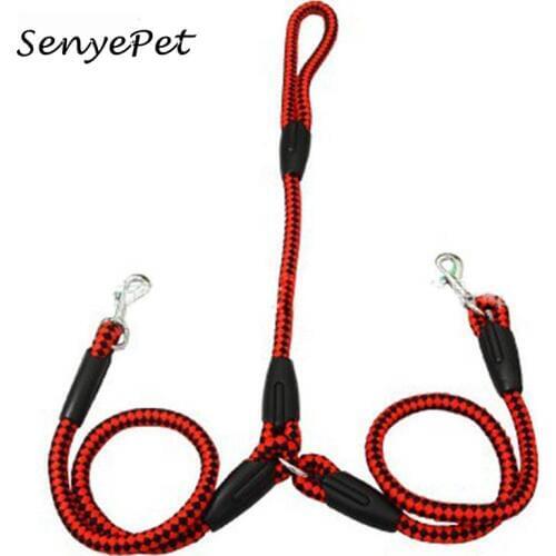 DSOFT 2018 pet double traction rope double dog belt joints walk out training strong nylon dog chain DU029