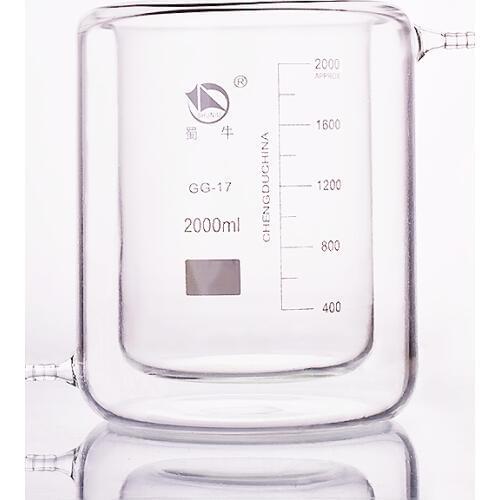 Double-deck beaker,Low form with tick marks 2000ml,Double-layer cold trap with graduations,Photocatalytic reaction bottle