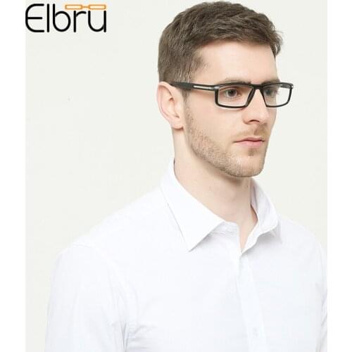 Elbru Fashion Men Business Reading Glasses Vintage Square HD Lens Presbyopic Eyeglasses Ultralight Resin Spectacles +1.0 +4.0