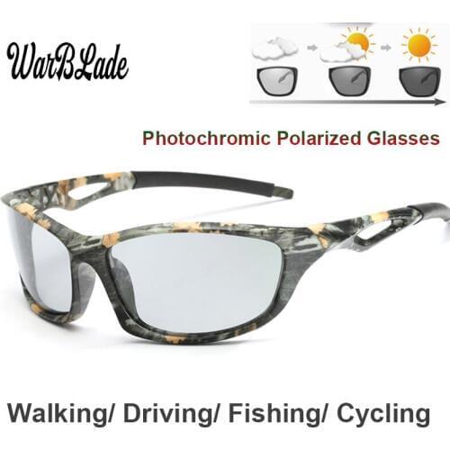 WarBLade Photochromic Sunglasses Men Polarized Chameleon Discoloration Sun glasses For Men Anti-glare Goggles Camo Frame Eyewear