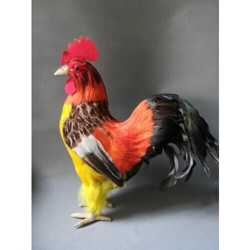 Simulation cock plastic&beautiful feathers rooster model large 26x34cm, home party prop decoration gift b1204