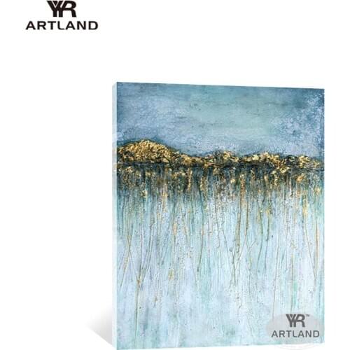 Beautiful picture for wall decoration Hand drawn abstract canvas oil painting gold foil points wall art poster for living room