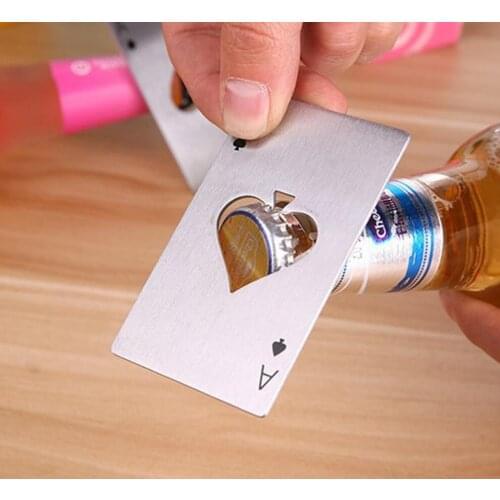 Creative Poker Shaped Bottle Can Opner Stainless Steel Credit Card Size Casino Bottle Abrelatas Abrebotellas pop#78
