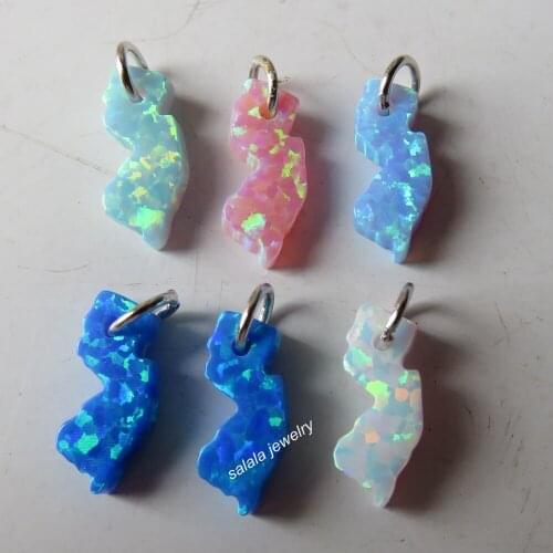 50pcs/Lot NJ Opal Pendant 5.6x13mm NJ Opal Charms 925 Sterling Silver New Jersey NJ Fire Opal Pendant without Chain