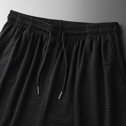 Summer mesh ice silk casual five-point pants mens quick-drying breathable plus fertilizer XL loose shorts sweatpants