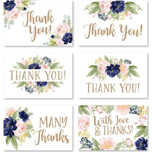 10-30pcs 6sets Flower Thank you Card Wedding Party Invitation Greeting Cards with Envelopes Stickers Blank inside Postcard Cards