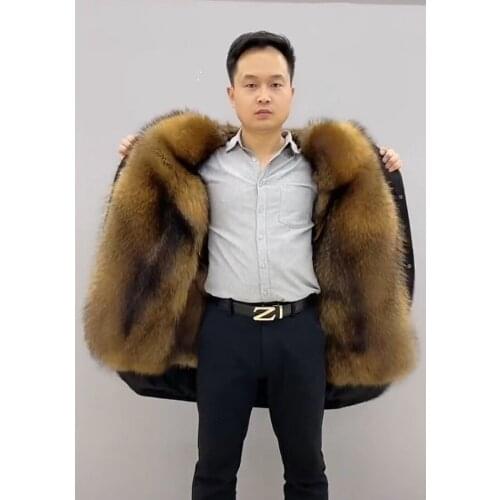 Mens Parka Winter Fur Coat Long Quality Muskrat Fur Liner Raccoon Fur Collar Jacket Plus Size Custom Free Shipping