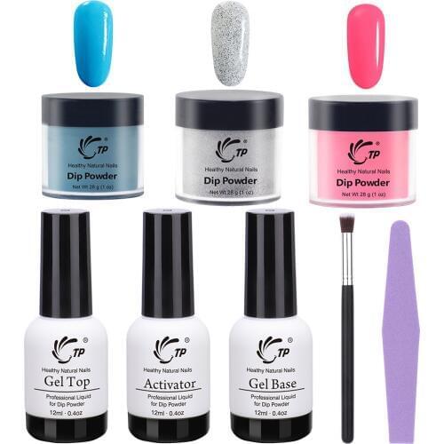 8Pcs/lot Dipping Nail Set Glitters Powder 28g Dipping Powder No Lamp Cure Dip System French Kit Base Activator Liquid Gel Tool