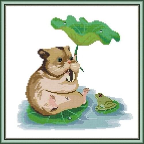 DA551 Two good friends cross stitch kit aida 14ct 11ct count print canvas cross stitches needlework embroidery DIY handmade