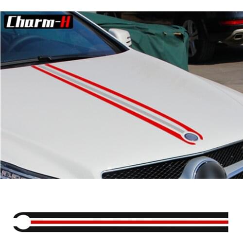 Bonnet Stripes Hood Decal Engine Cover Stickers for Mercedes Benz A C GLA GLC CLA 45 AMG W176 C117 W204 W205 W203 C63 W212 W211