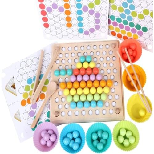 Montessori Educational Wooden Beads Game Early Learn Children Clip Ball Puzzle Preschool Toddler Toys Kids For Children Gifts