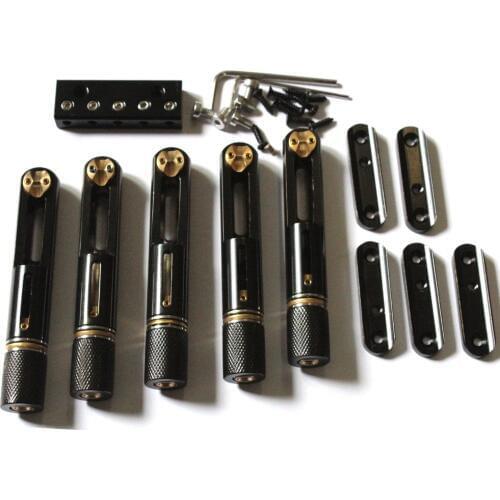 One set 5 strings black single headless bass bridge