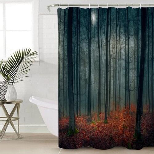 Autumn Theme Forest Shower Curtain Bathroom Decorative Waterproof Polyester Fabric Curtain for Bathroom
