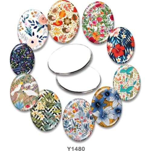 Flower Oval glass cabochon 13x18mm/18x25mm/30x40mm flat back Making findings TRY1480