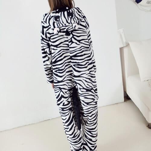 Zebra Onesie Pajamas Kigurumi Animal Cosplay Costume Halloween Family Pijamas Women
